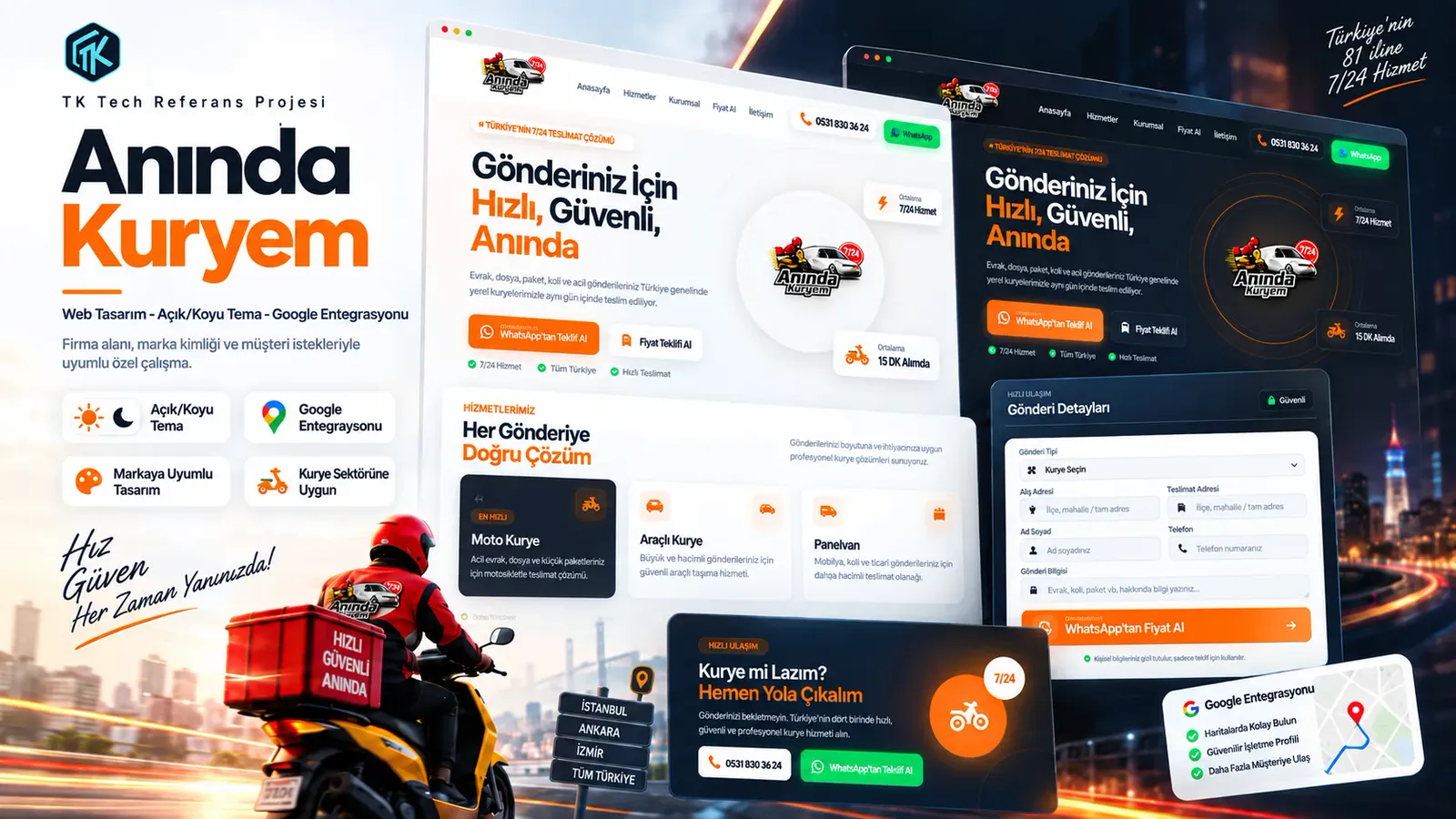 Anında Kuryem web sitesi
