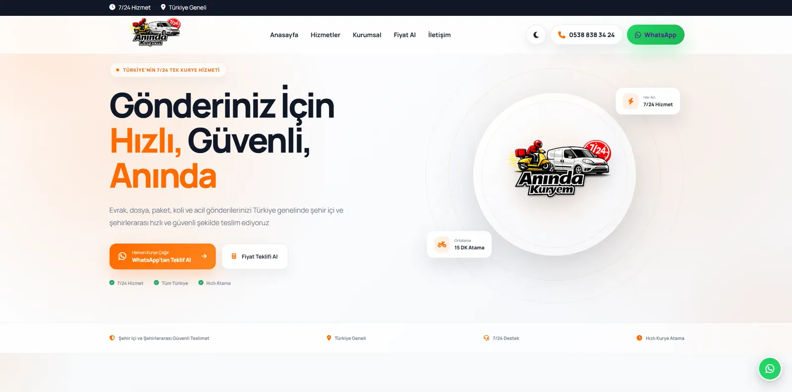 Anında Kuryem web tasarım